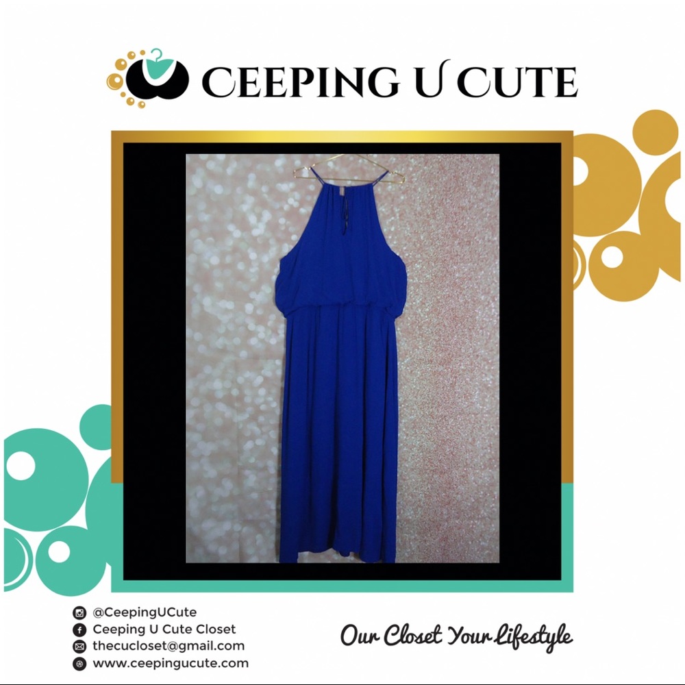 Blue Halter Maxi Dress